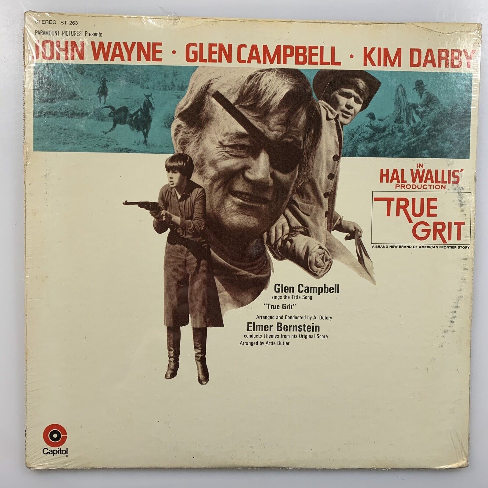 ORIGINAL \'69 TRUE GRIT SOUNDTRACK LP Elmer Bernstein John Wayne Glen Campbell M-
