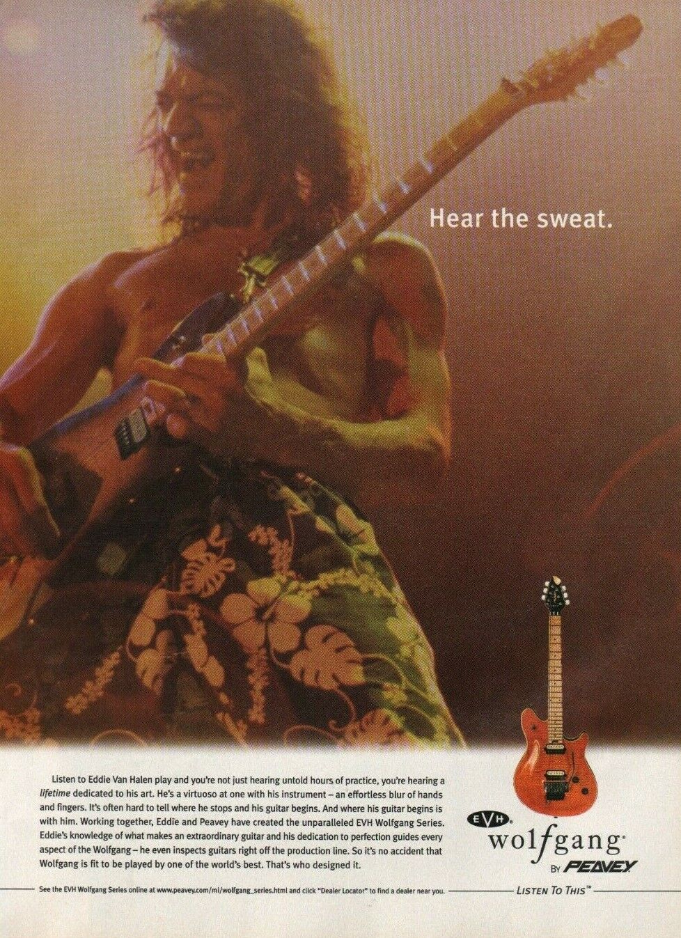 2002 Eddie Van Halen EVH Wolfgang by Peavey - Vintage Guitar Ad