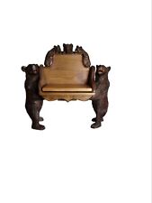 Vintage Musical Bear Bench| Grizzly Bear   W/ Repaired Bench &Ear picture