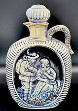 Vintage Japanese Decanter And Music Box With Stopper Ceramic Blue White & Gold. picture