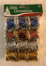 NEW LOT 12 MINI GOLD BLUE RED DRUMS CHRISTMAS House Classic Collection ORNAMENTS picture