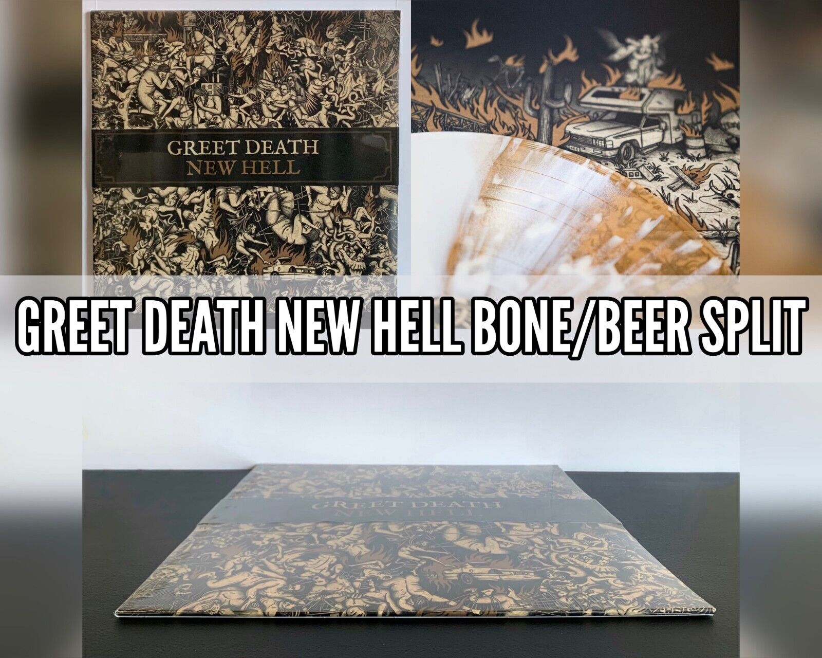 Sealed Greet Death New Hell Bone/Beer Split Vinyl LP Deathwish Inc LTD 300 PRSD