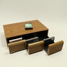 TEAC Vintage 3 Drawer 36 Audio Cassette Tape Storage Holder Case Faux Wood Grain picture