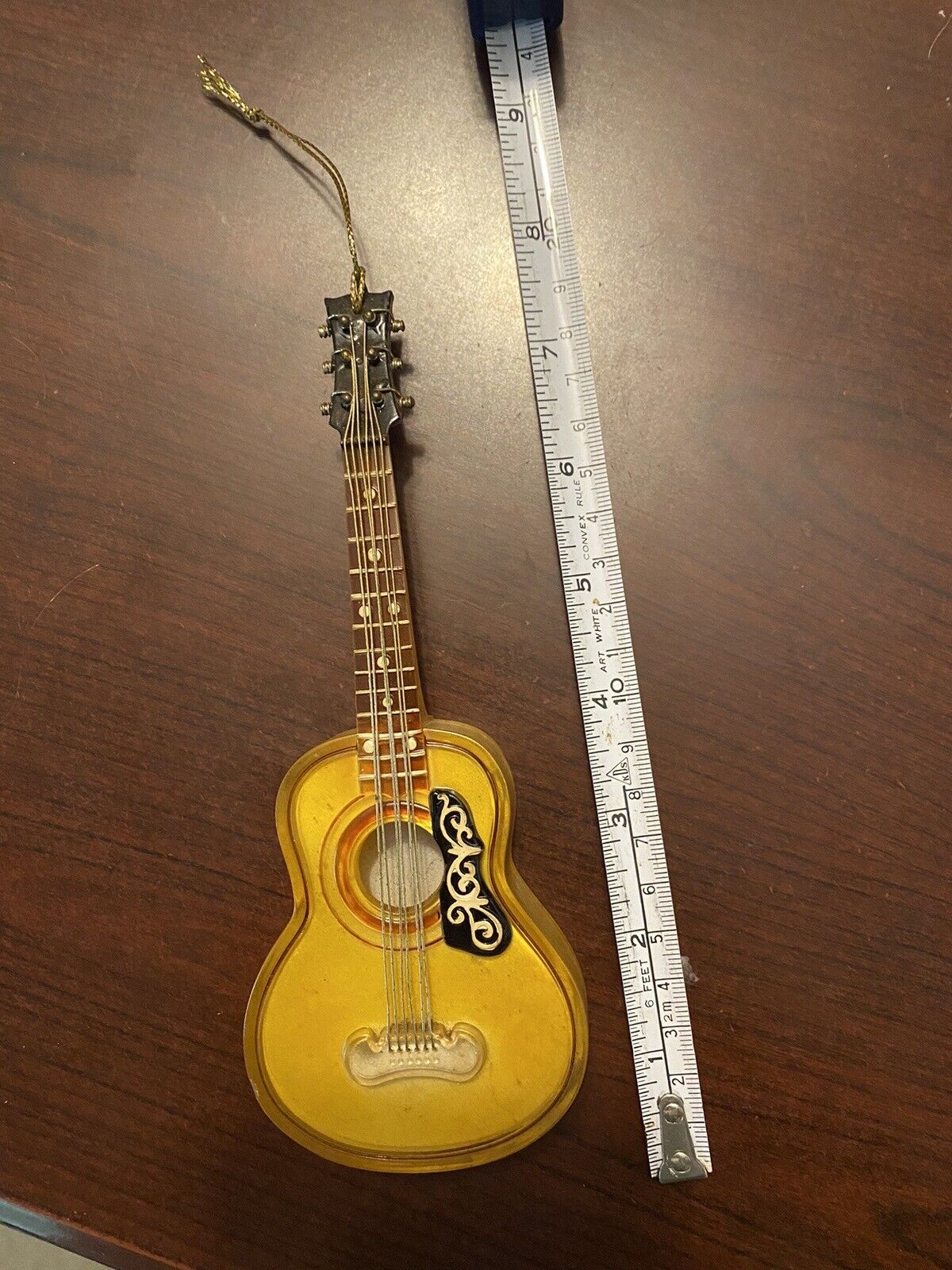 Miniature Electric Hollowbody Guitar Christmas Ornament Wood Music Instrument