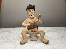 Vtg Tom Schoolcraft Clay Cowboy Sitting Singing on Toilet Nude Playing Guitar picture