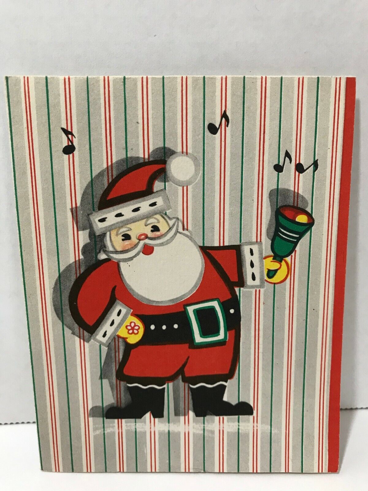Vintage Christmas Greeting Card Hallmark Santa Music Bell Seasons MCM New Year 