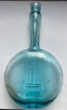 Antique Hand Blown Pontiled Banjo Violin Green Bubbled Glass Bottle Crude picture