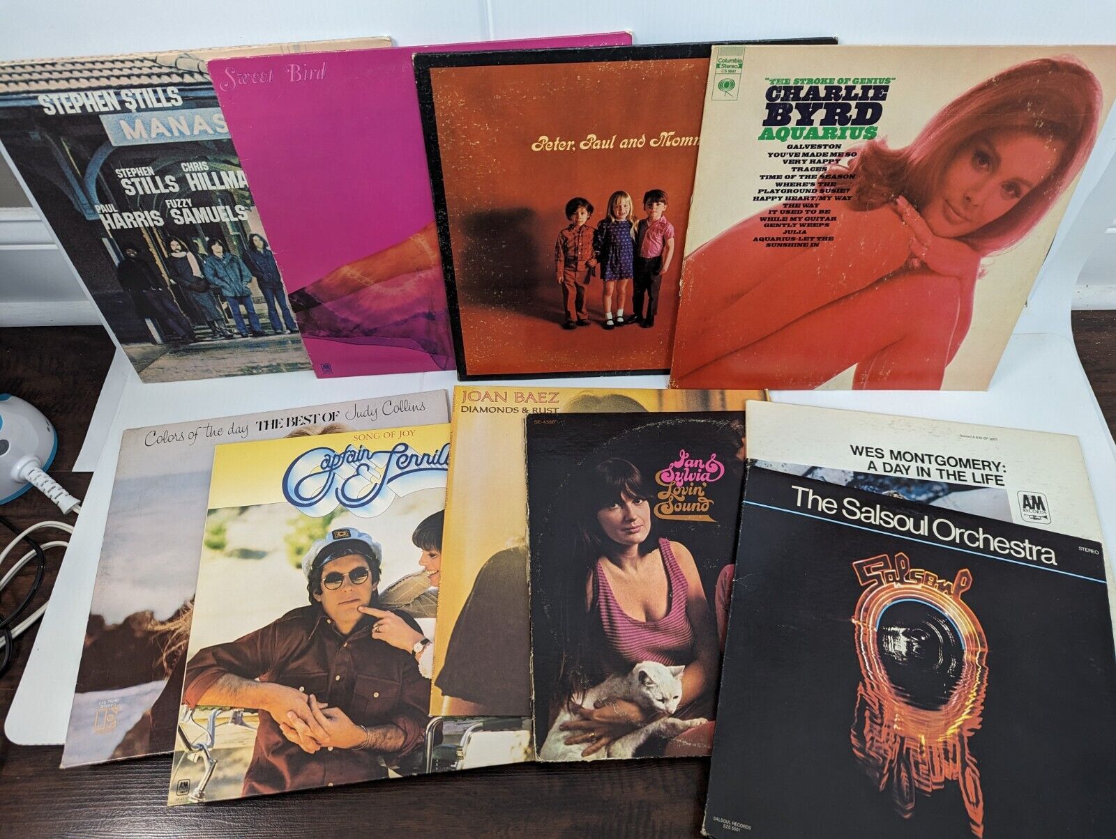Lot of 10 Vintage Vinyl Records Albums Joan Baez Captain & Tennille Collins