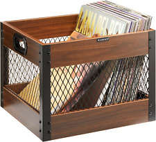 Vinyl Record Storage Crate Wooden LP Record Storage Crate Album Shelf Brown picture