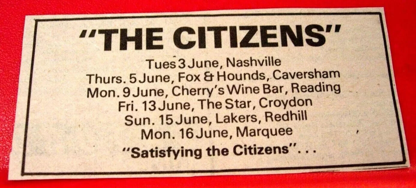The Citizens UK Tour/Gig Vintage ORIG 1980 Press/Mag ADVERT 3.5\