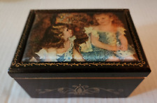 Vintage Linden Wooden Music Box, Pillow Top The Charpentier Children. picture
