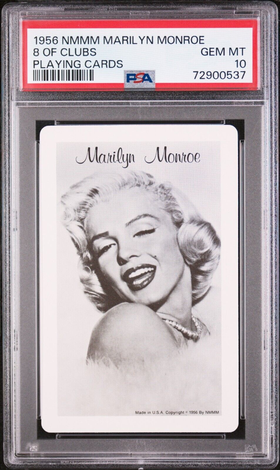 PSA 10 Marilyn Monroe 1956 NMMM 8 Of Clubs Playing Card Trading Vintage Gem Mint