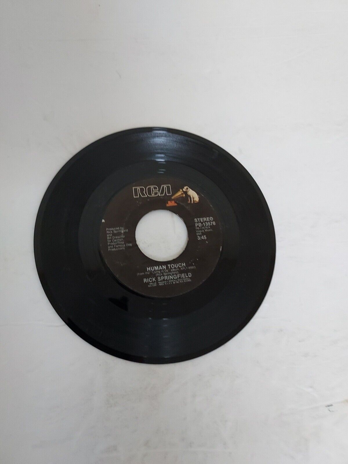 45 RPM Vinyl Record Rick Springfield Human Touch  VG