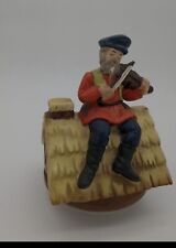 Vtg Fiddler on the Roof Ceramic Music Box Rotating Set 
