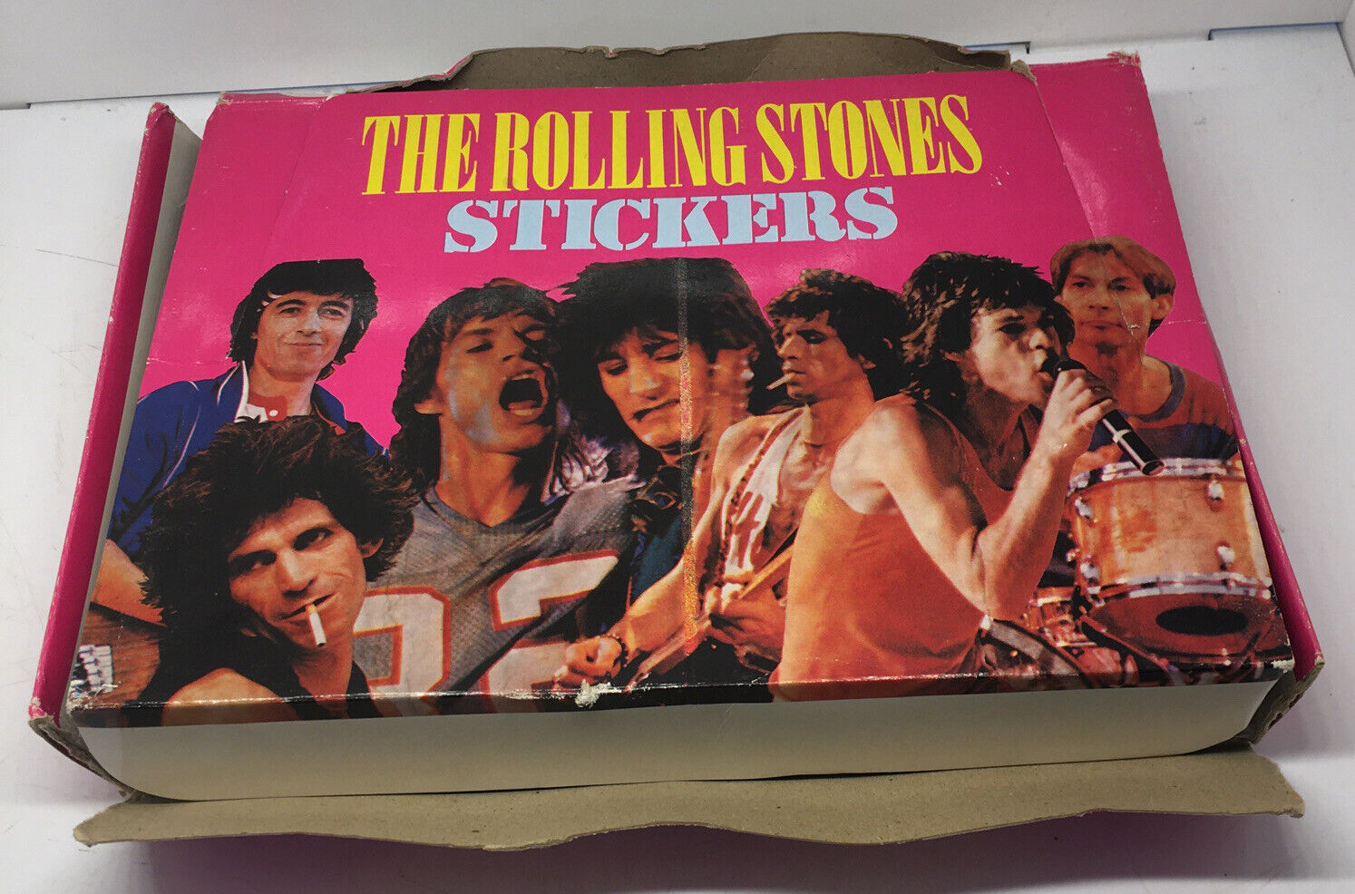 vintage 1983 the rolling stones puffy stickers full box 36 packs