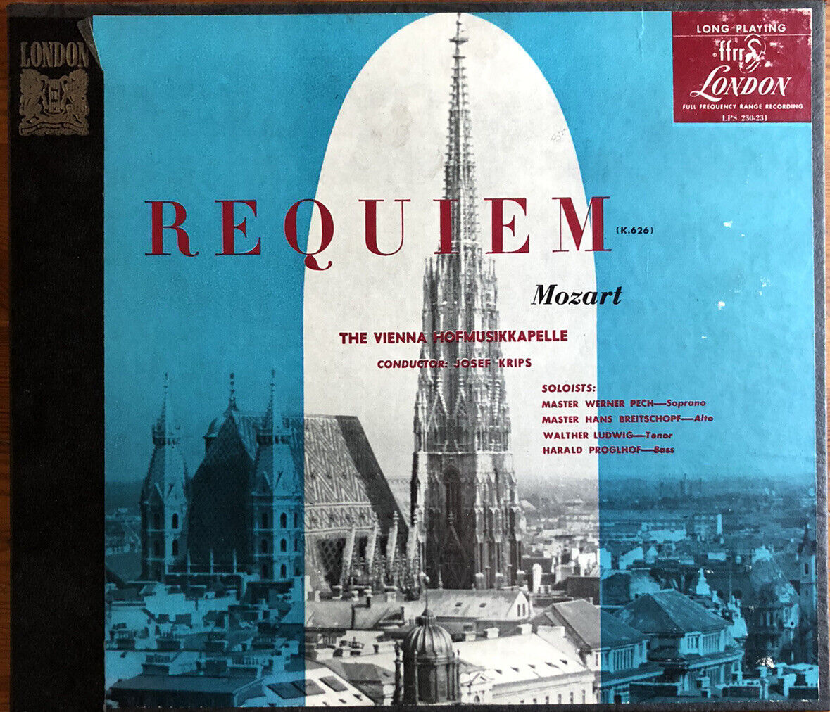 Vintage Mozart Requiem 2 LPs Box Set (10’) Vienna Hofmusikkapelle Josef Krips