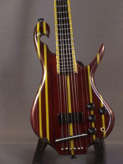 Miniature Rainbow Bass Guitar PRIMUS LES CLAYPOOL Memorabilia FREE STAND Gift 