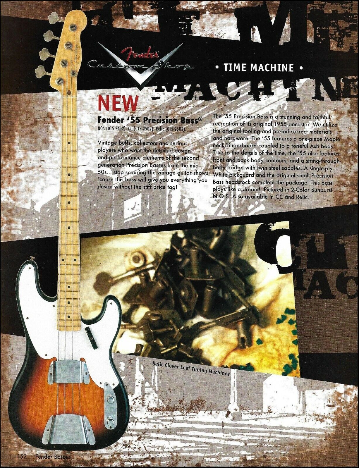 Fender Custom Shop Time Machine Series \'55 Precision Bass guitar advertisement