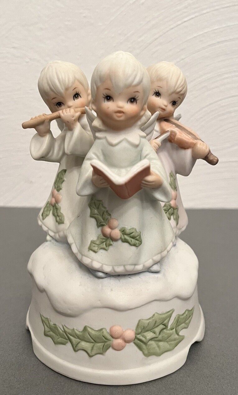 Vintage Lefton Christmas Angels 1982 Music Box #03445 - As Is