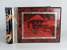 Vintage Wooden Hand Painted Japanese Photo Album W/ Music Box picture
