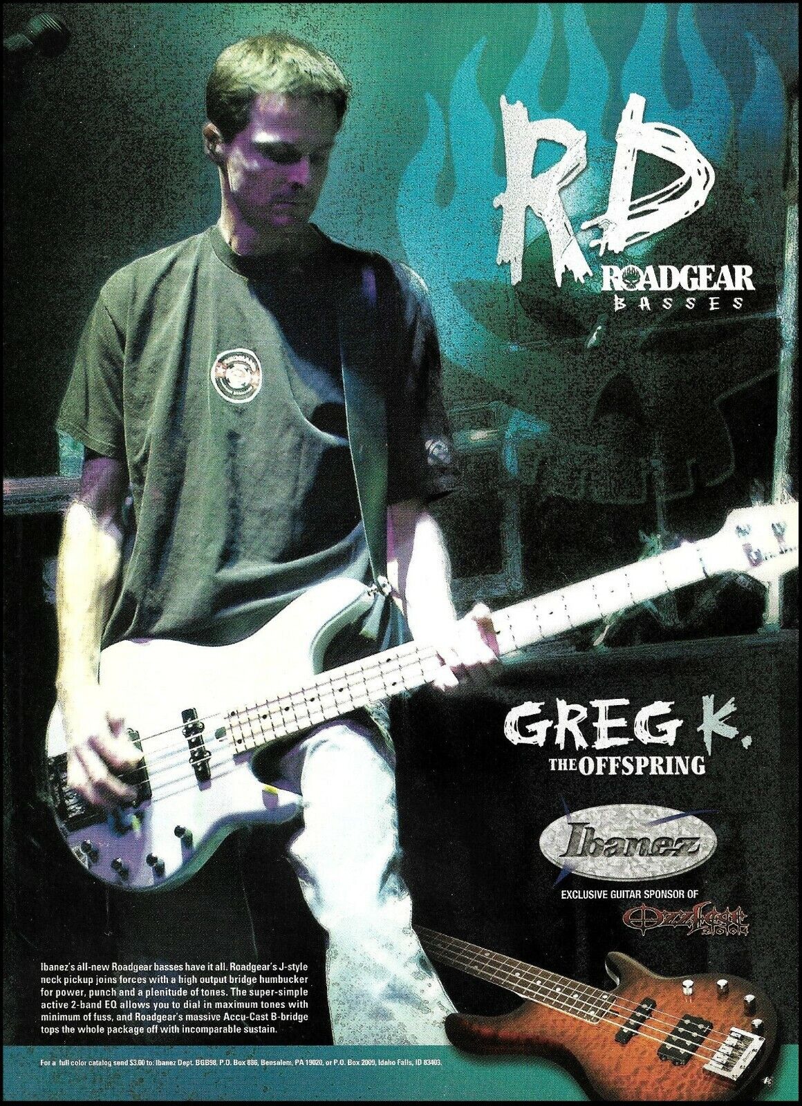 The Offspring Greg K. 2004 Ibanez RD Roadgear Bass guitar advertisement ad print