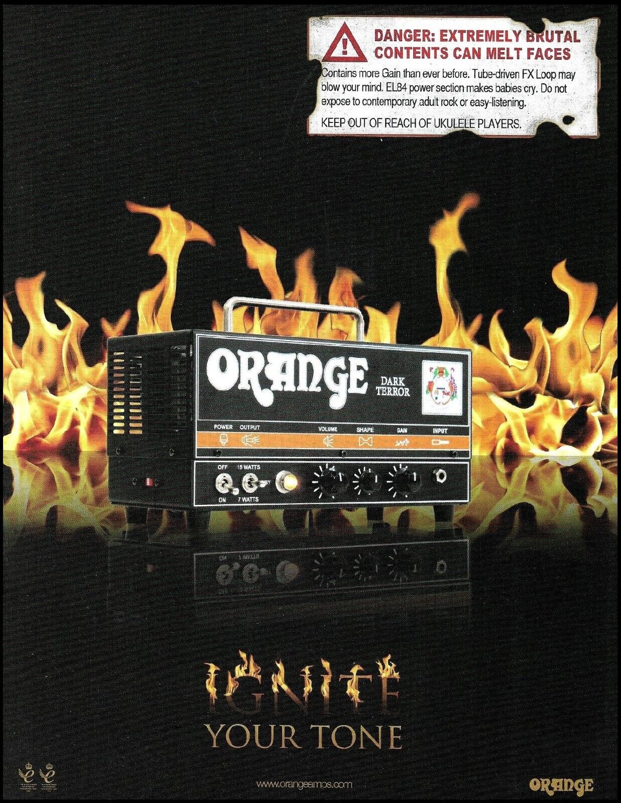 Orange Dark Terror Guitar Amp Head advertisement 2011 amplifier ad print