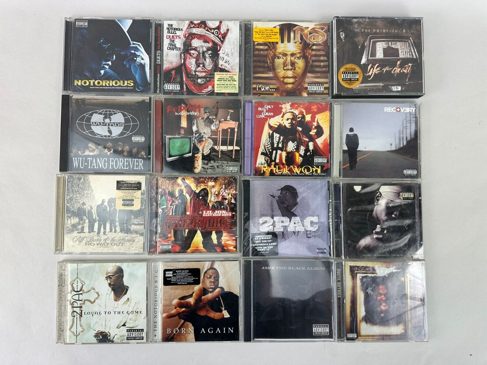 Lot OF 16 Music Hip-Hop Rap CDs Notorious BIG 2PAC Raekwon Jay-Z Wu-Tang Nas