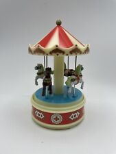 Vintage Yaps Wind Up 4 Horse Carousel Plastic Music Box Plays a Carousel Waltz  picture