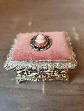 Vintage  Gold Tone  Velvet Jewelry Music Trinket Box Plays Til The End Of Time picture