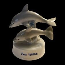 Vintage Sea World Porcelain Music Box With Dolphins 1992 The music works. picture