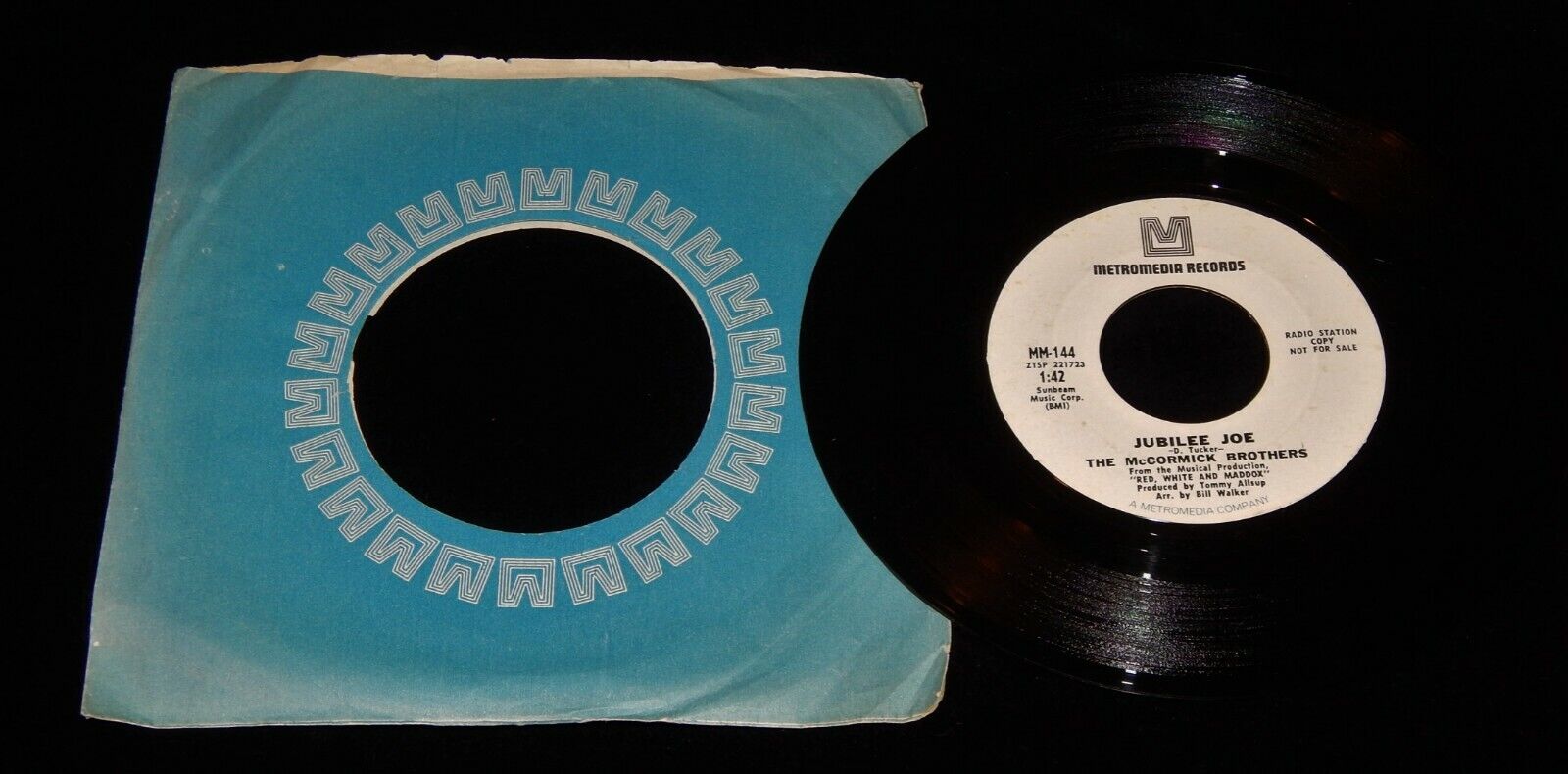 Vintage Record,THE McCORMICK BROTHERS:BAD MOON RISING & JUBILEE JOE,PROMO,45 rpm