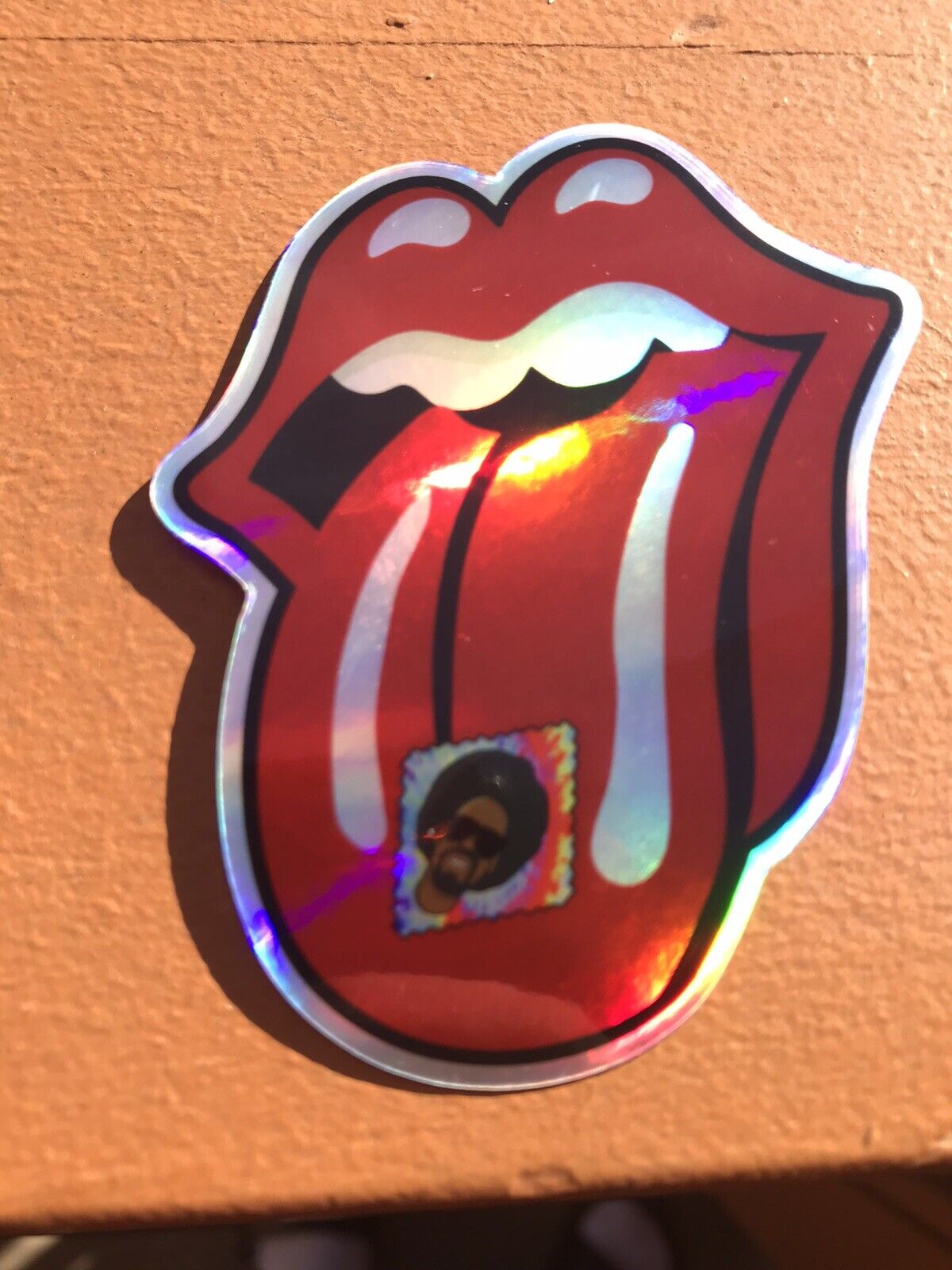 rolling stones tongue sticker With Mac Dre Tab Holographic 3 Inch