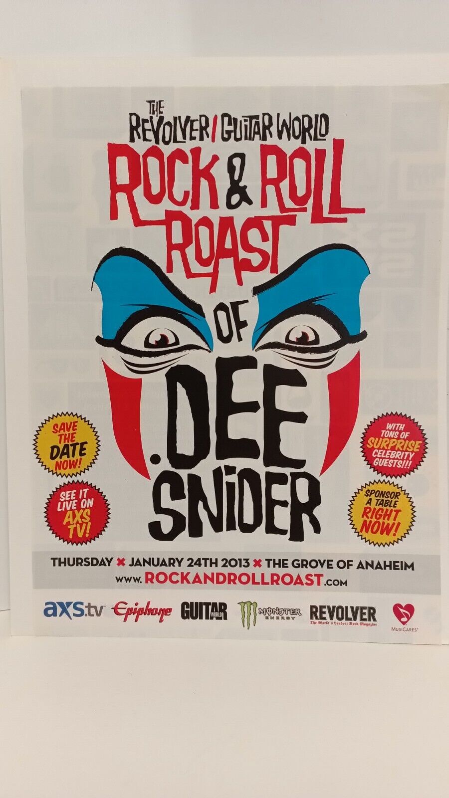 DEE SNIDER ROCK AND ROLL ROAST GUITAR WORLD 2013  11X8.5 - PRINT AD.  x4