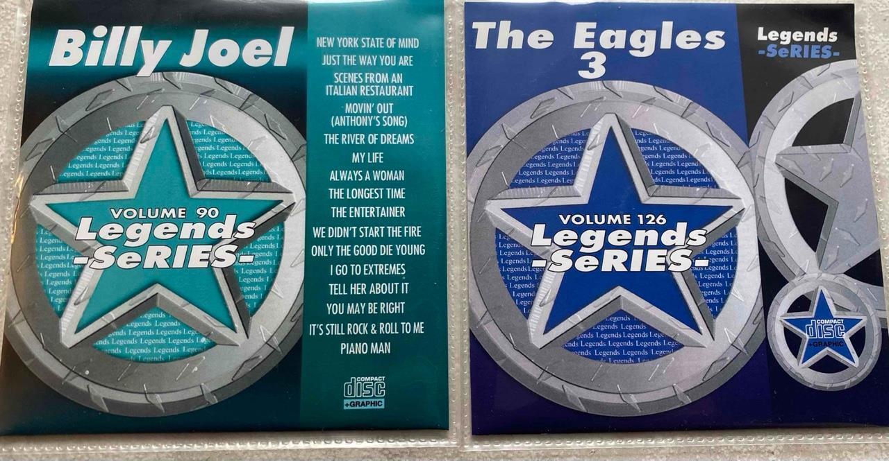 LEGENDS 2 CDG KARAOKE DISCS 1970\'s-1980S EAGLES & BILLY JOEL CD+G LOT cd set cds