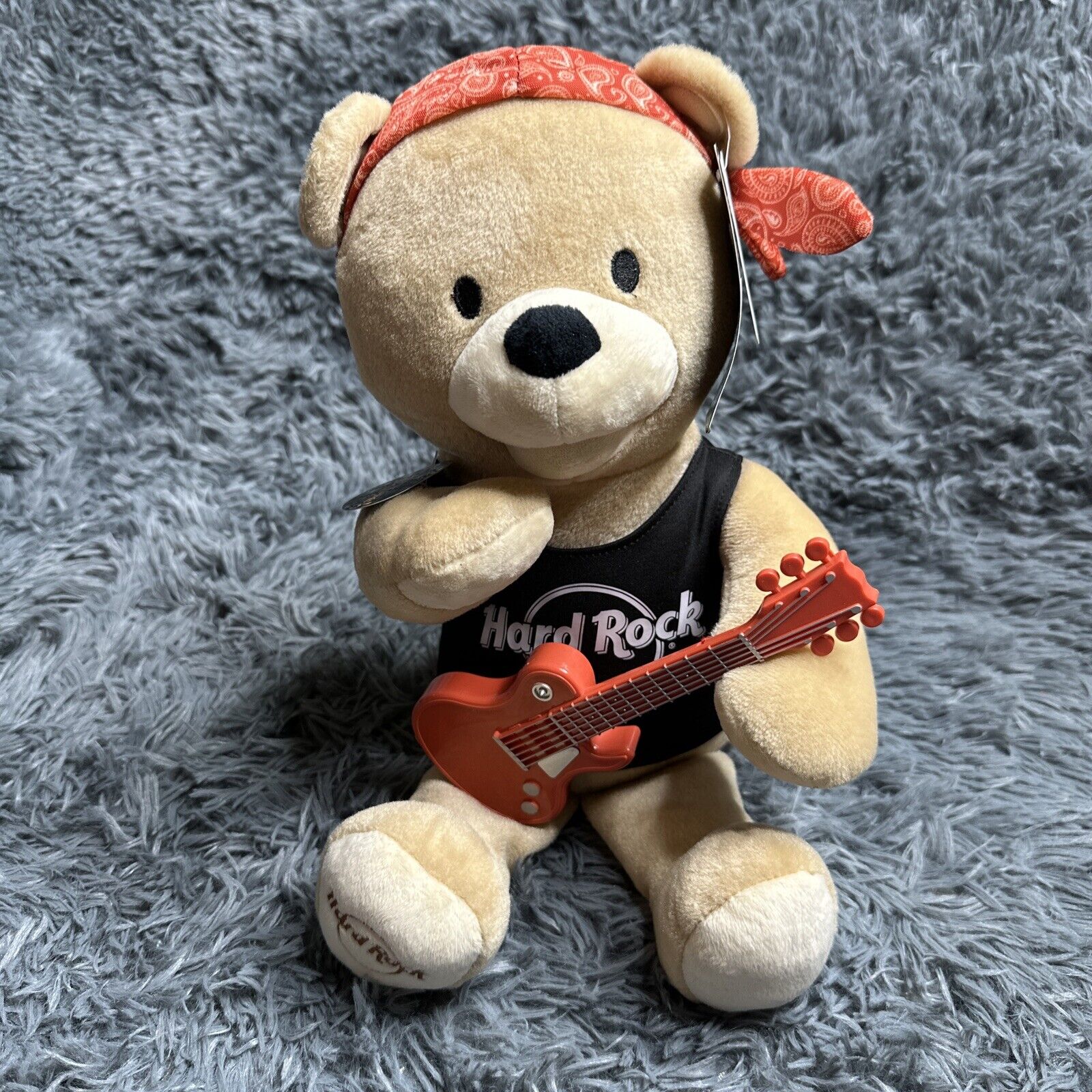 Hard Rock Rockin Rob Animated Singing Plush Teddy Bear w/ Guitar NWT VHTF