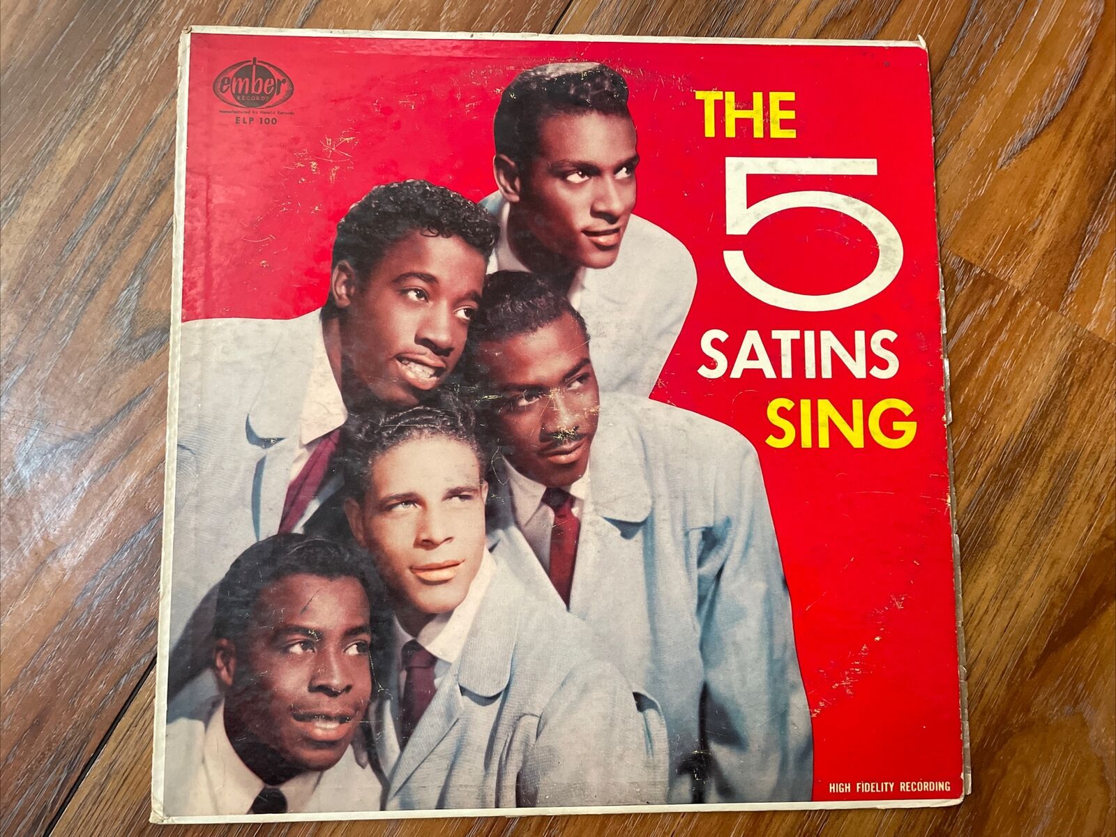 The Five Satins ‎– The 5 Satins Sing 1957 Ember ELP 100 RE Jacket/Vinyl VG