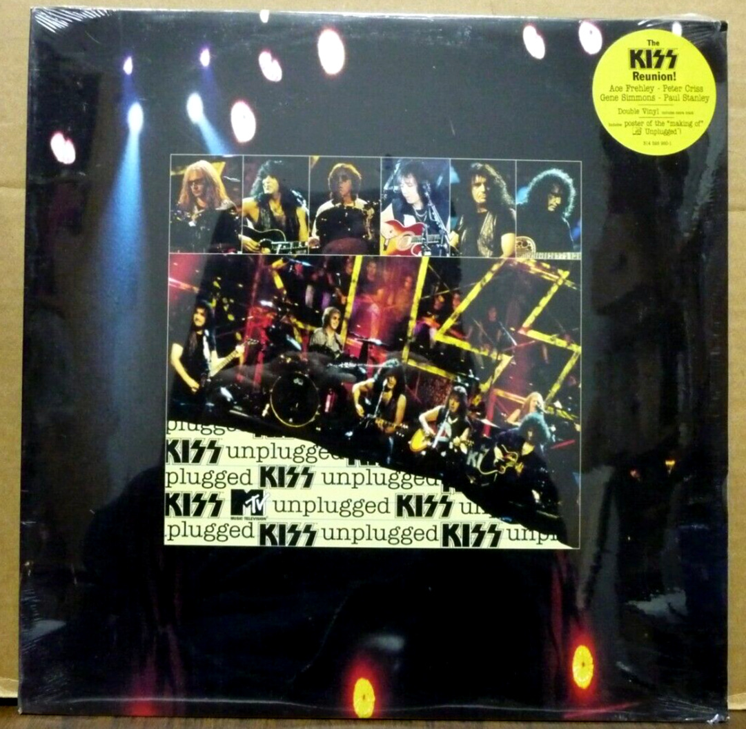 KISS - MTV Unplugged - SEALED 2-LP 1996 with Hyper Sticker and Poster