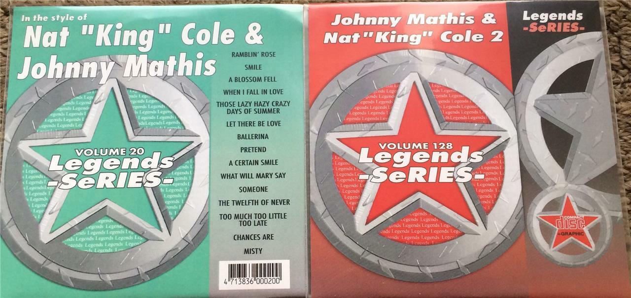2 CDG KARAOKE LEGENDS DISCS NAT KING COLE & JOHNNY MATHIS GREATEST HITS CD+G NEW