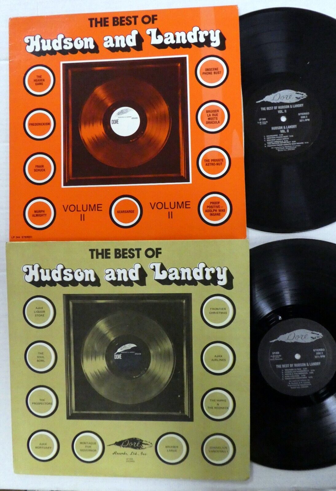 HUDSON and LANDRY The Best Of LP lot of 2; Volumes 1 & 2 MINT- comedy  mc 715