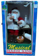 Vintage 1992 Holiday Scene SANTA CHRISTMAS Music/Lighted Candle W/Box-PREOWNED picture