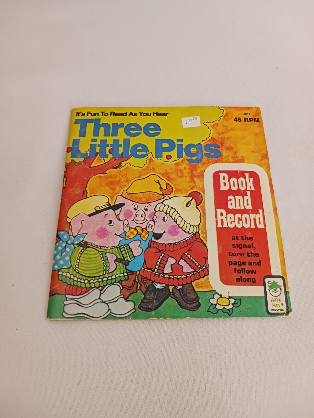 Three Little Pigs Peter Pan Records Book And Record 45 RPM 7\