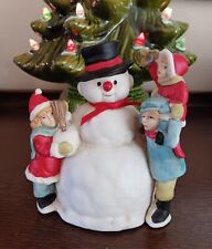 Vintage Porcelain Frosty Snowman Wind Up Music Box picture