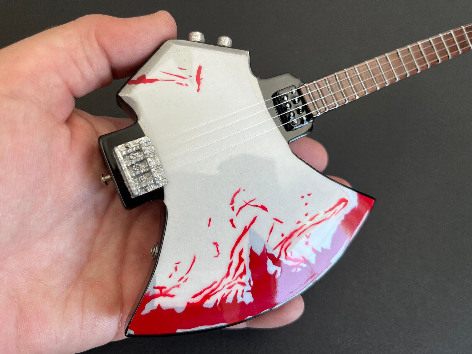 KISS Collectible Gene Simmons BLOOD AXE Bass Mini Bass Guitar Replica