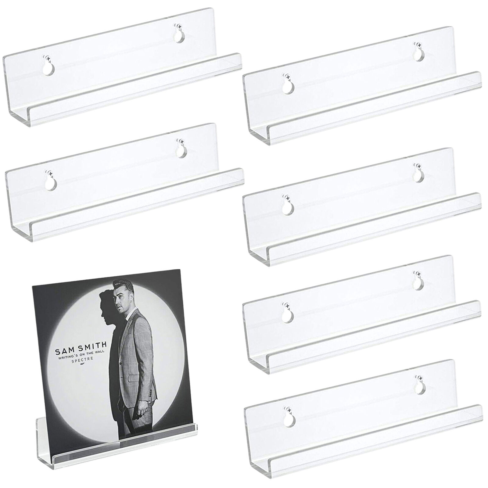 6 Clear Acrylic Record Storage Rack Shelf Wall Mount Album Record Holder Display