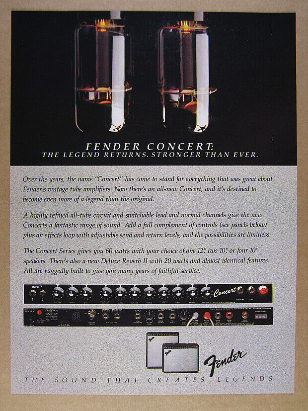 1983 Fender Concert Tube Amp Amplifier vintage print Ad