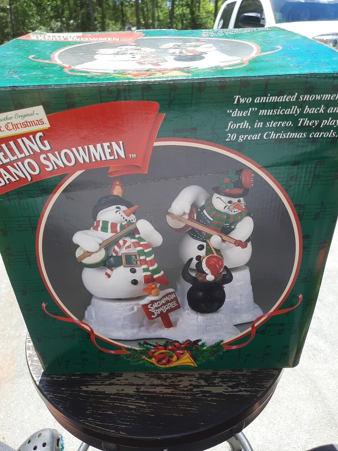 Mr. Christmas Dueling Banjo Snowmen Plays 20 Christmas Carols Worn Box