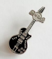 Hard Rock Cafe Guitar Lapel Pin All Access Love Serve Cloisonne Black Silver picture