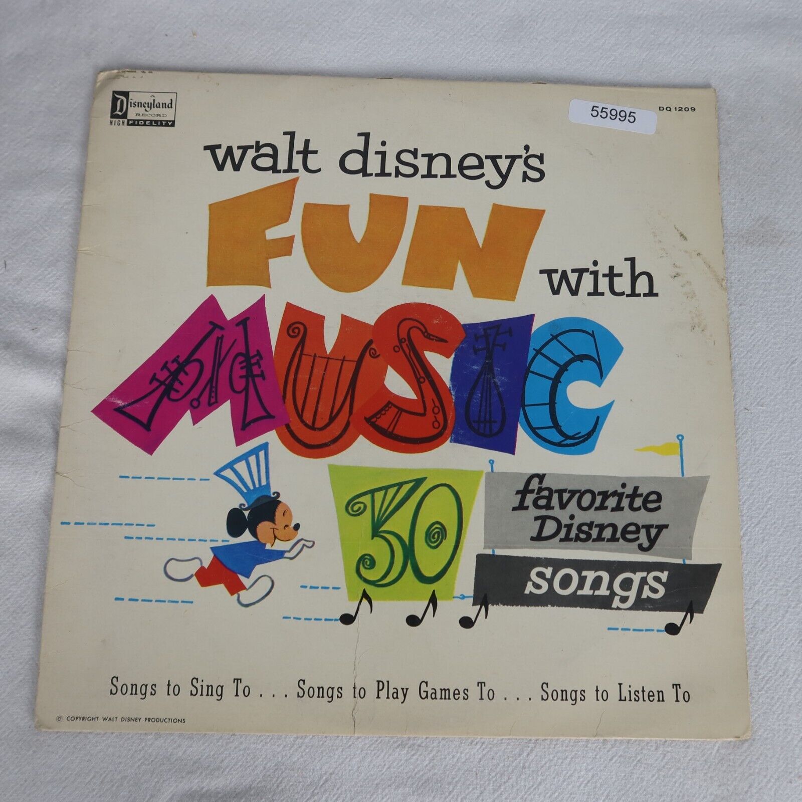 Walt Disney Fun With Music DISNEYLAND Dq 1209 LP Vinyl Record Album