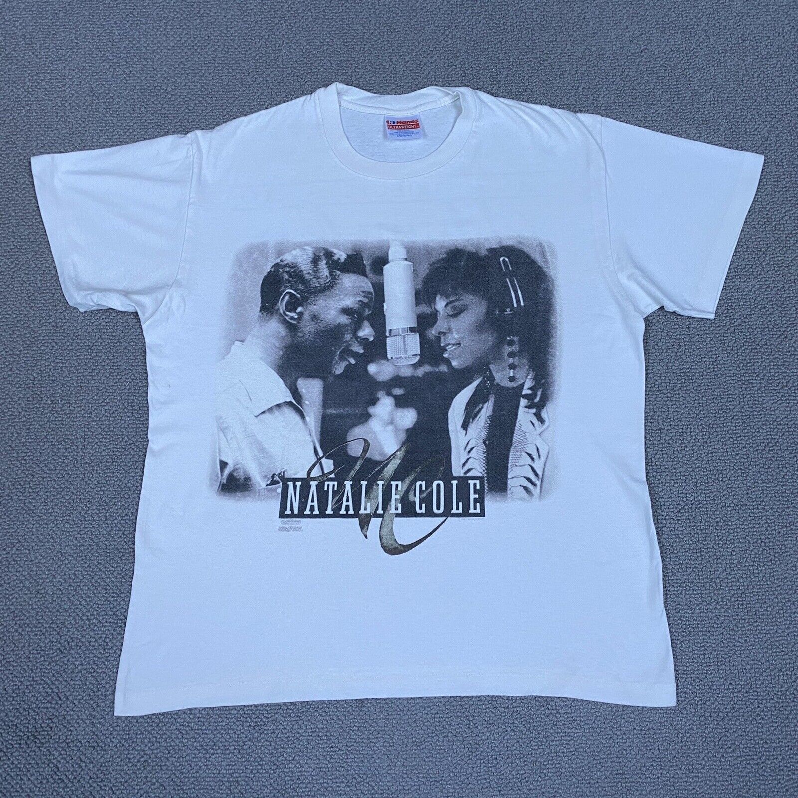 NATALIE COLE T Shirt Mens Medium White Unforgettable Tour Vintage 1991 Nat King