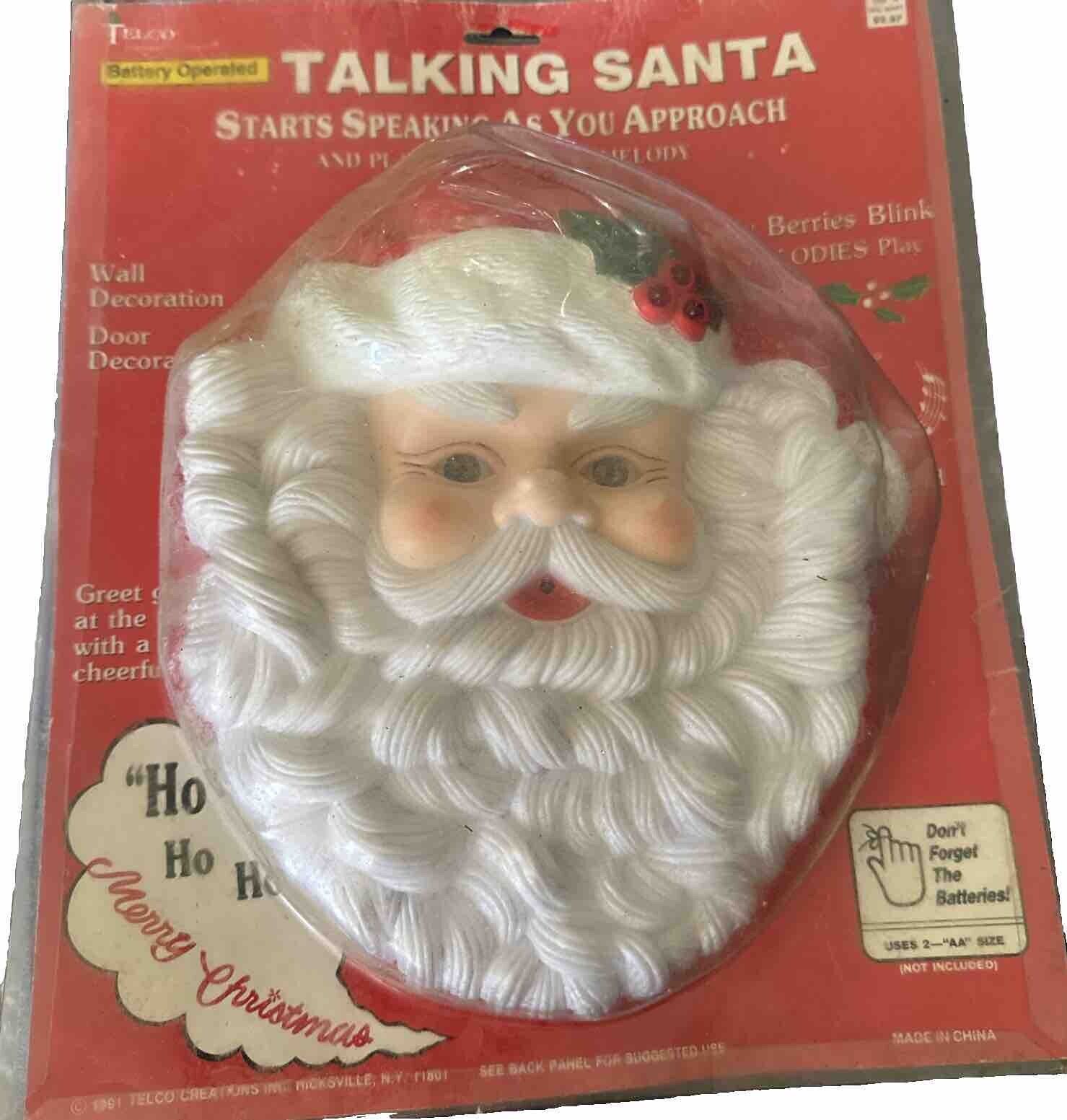 Vintage 1991 Telco Talking Santa Motion Activated Door/Wall Christmas Music